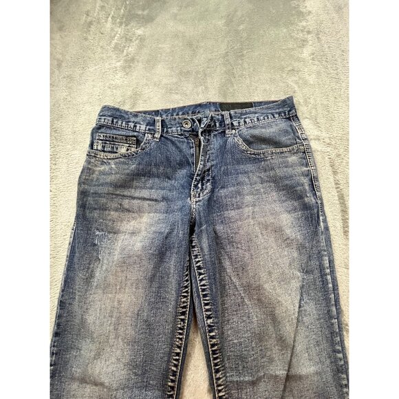 Axel Slim Bootcut Jeans W34 L31 Blue Grunge Stone Wash Cowboy Workwear Distresse - Picture 9 of 14